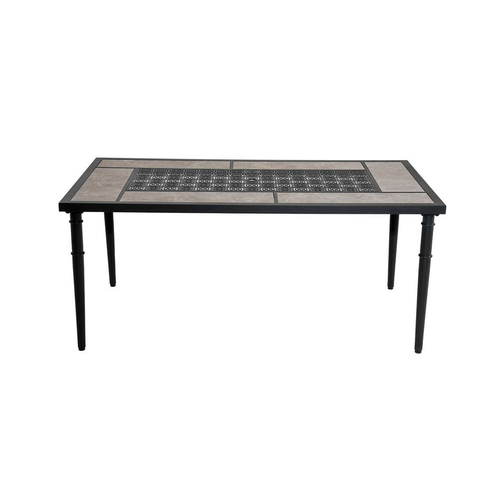 allen + roth Thomas Lake Rectangle Outdoor Dining Table 39-in W x 67-in L with Umbrella Hole | LOS23006-DT67391