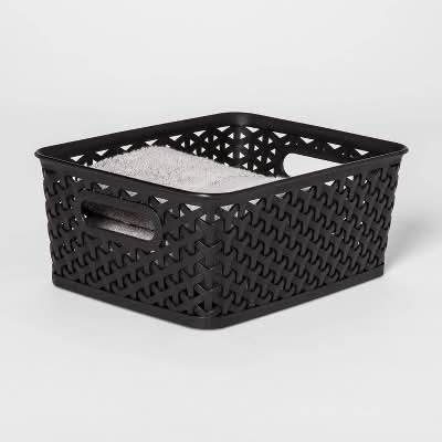 Brightroom Y-Weave Decorative Storage Basket, S, Black