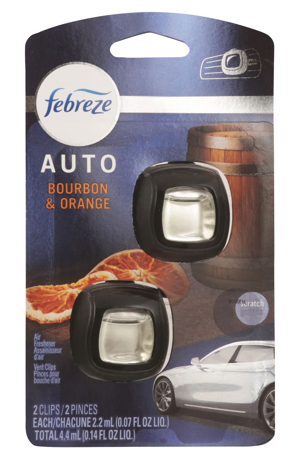 Febreze Auto Air Freshener, Bourbon & Orange (0.07 fl oz, 2 ct)