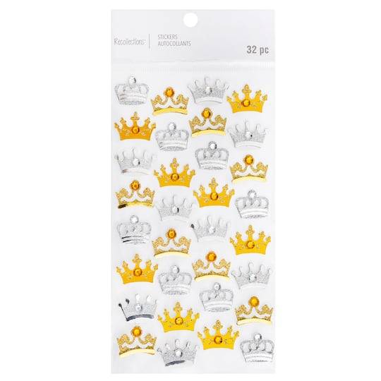 Silver & Gold Crown Gemstone Stickers By Recollections