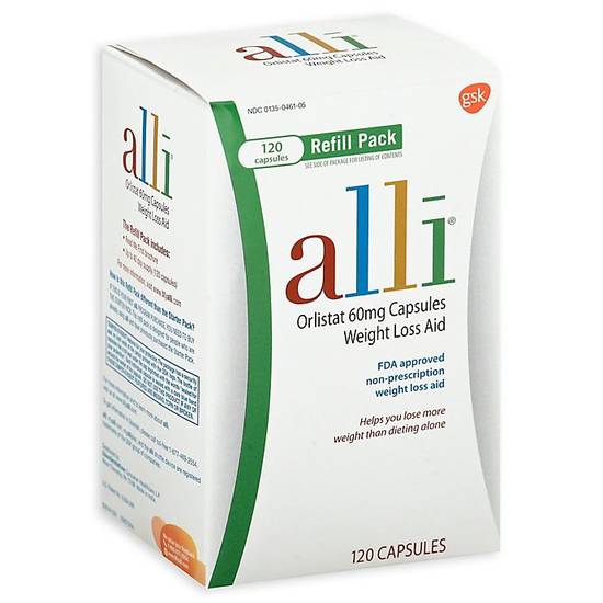 alli® Weight Loss Aid Orlistat 60 mg Capsules 120-Count Refill Pack