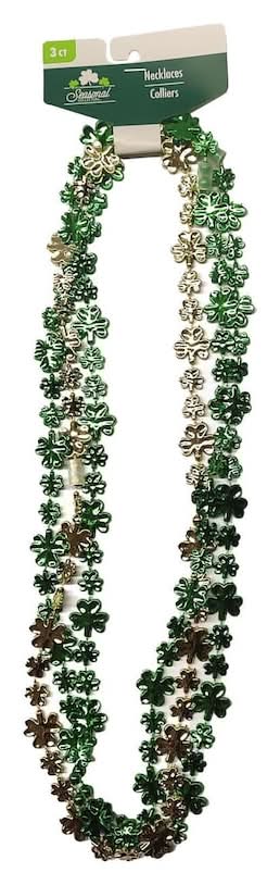 Seasonal Collection St. Patrick’s Day Shamrock Necklaces, 3-pc Pack.