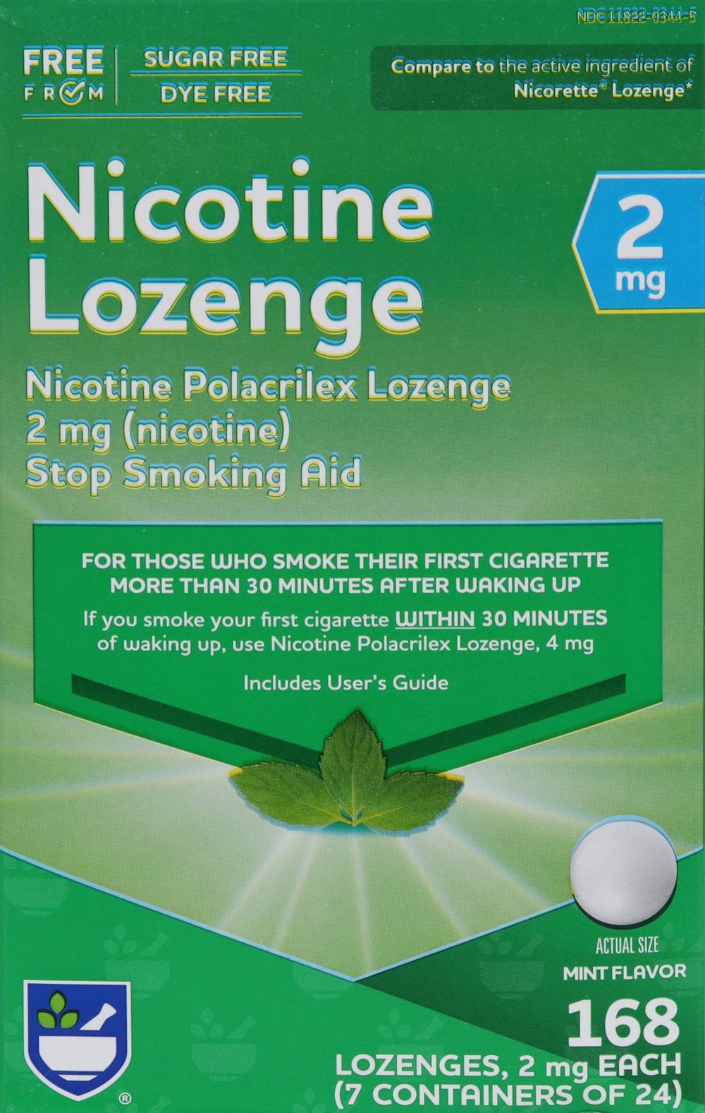 Nicotine Polacrilex Lozenges - 2mg, Mint Flavor, 168 ct