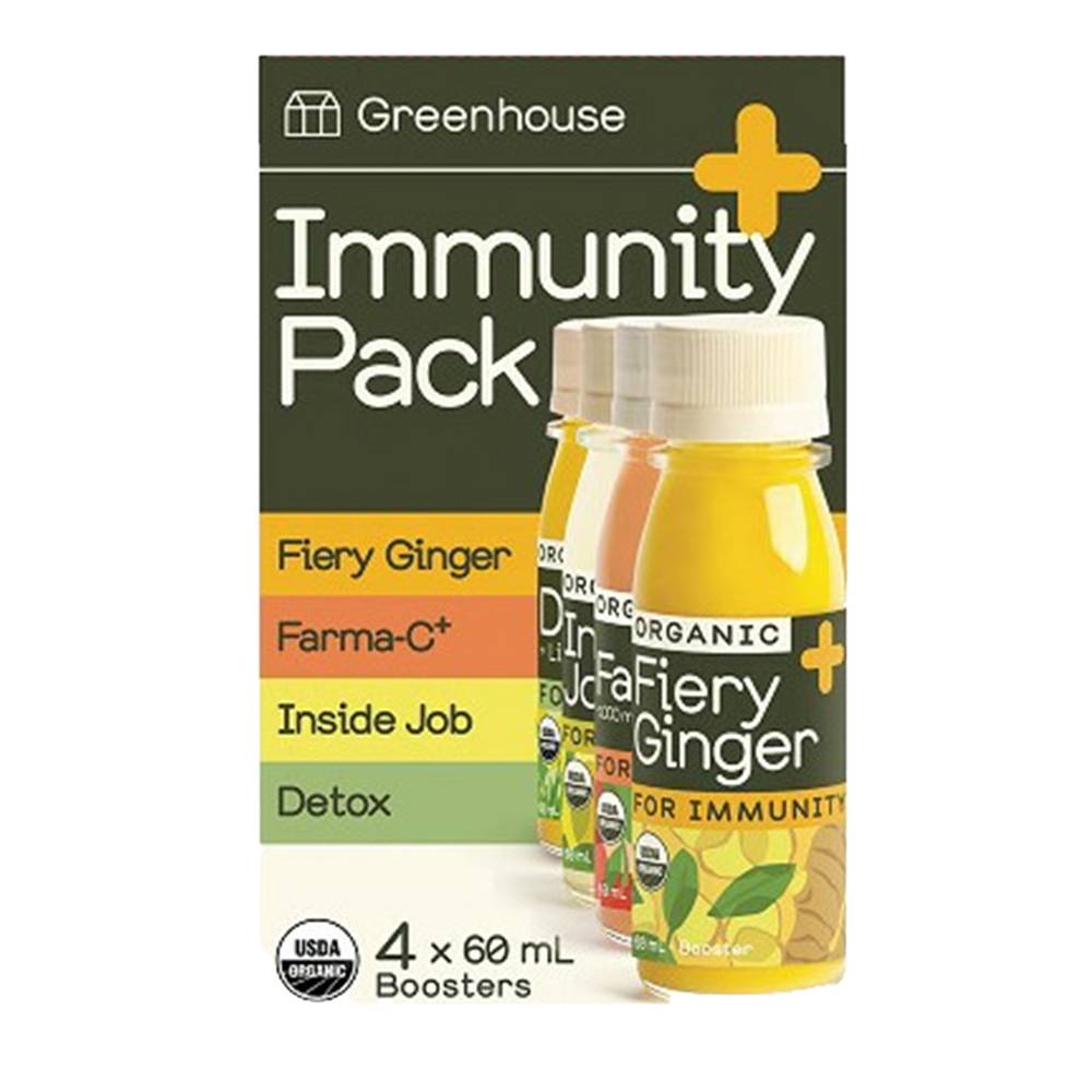 Greenhouse Wellness Shot Organic Immunity pack (4 pack, 60 ml) (fiery ginger)