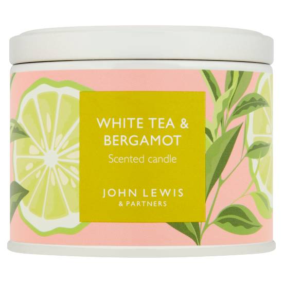 John Lewis & Partners Candle Tin White Tea and Bergamot