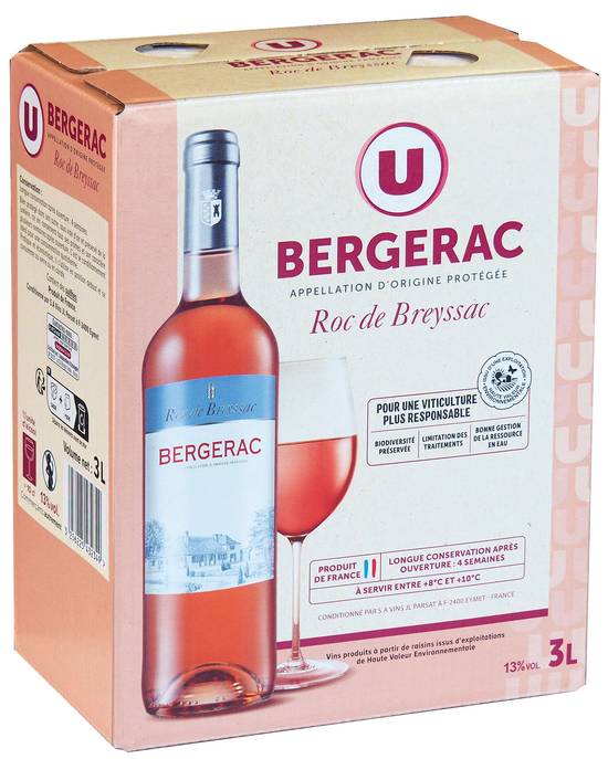 Produit U - Vin rosé bergerac fonsecoste AOC (3 L)