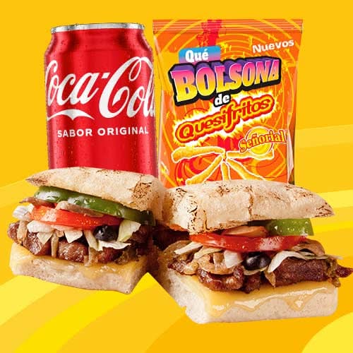 Combo Sandwich Bistequeso + Bolsona Señorial Variedad 25g+ Coca Cola Lata 12 oz