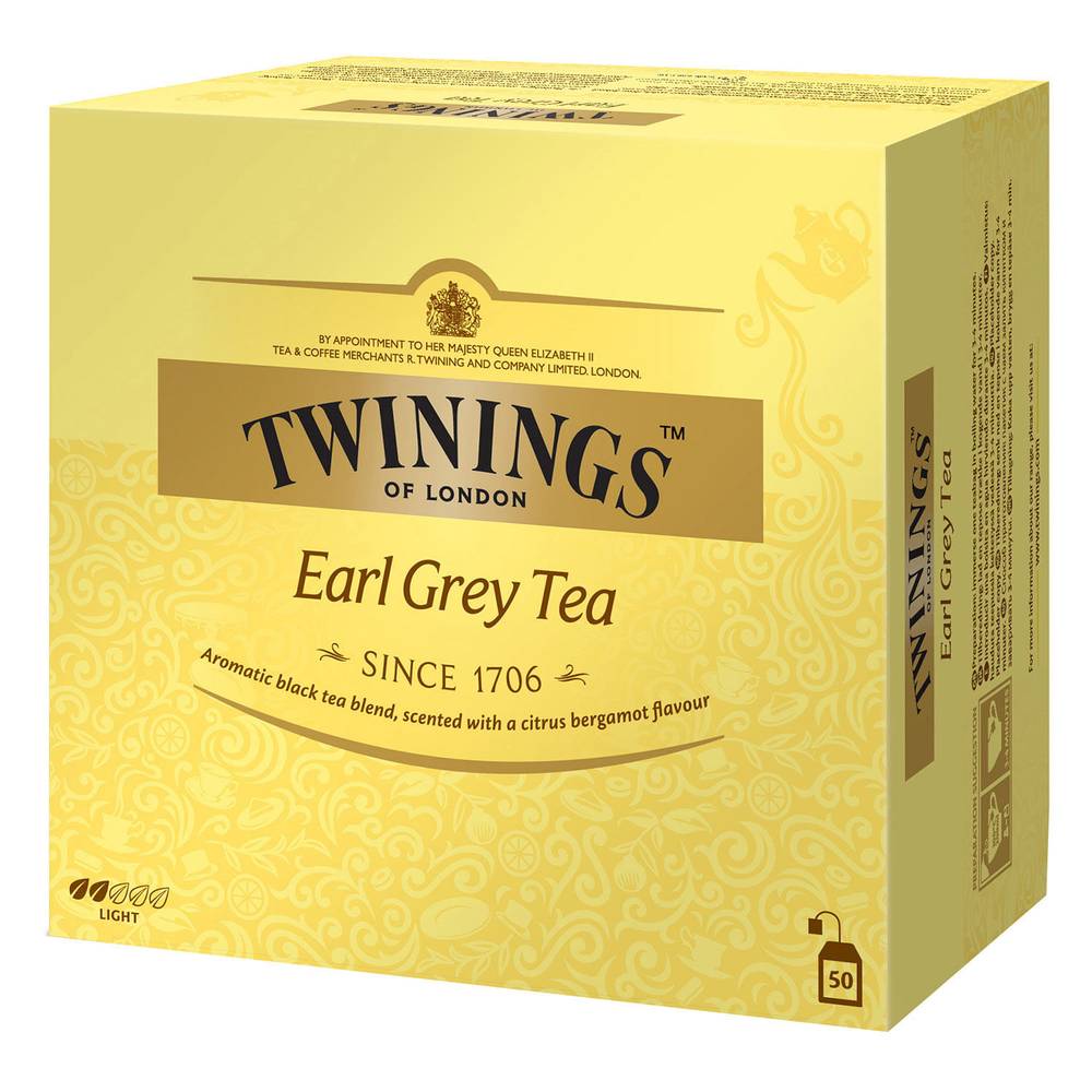 Twinings té earl gray 50 bolsitas (caja 100 g)