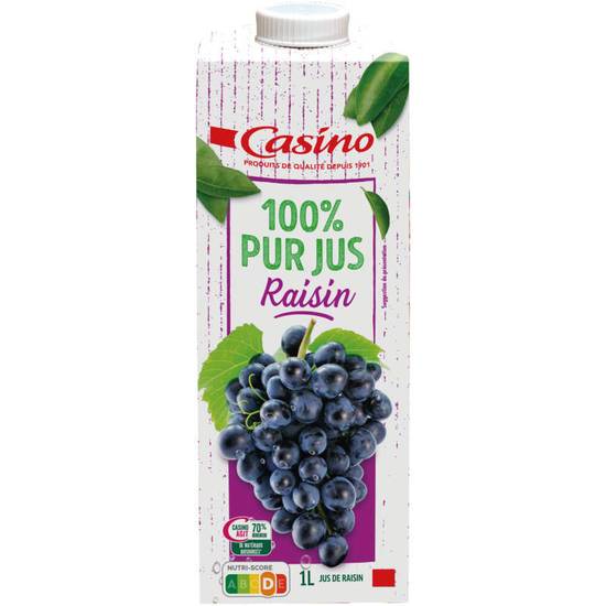 CASINO - Jus de raisin - 100% pur jus - 1l