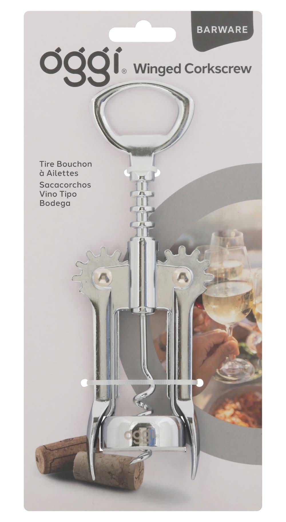 OGGI Barware Winged Corkscrew, Silver