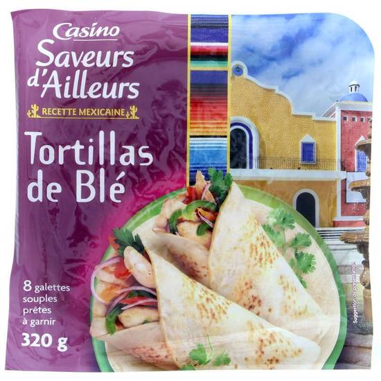 Casino Saveurs D'Ailleurs Tortillas de blé - Galettes souples à garnir - Recette mexicaine - 320g