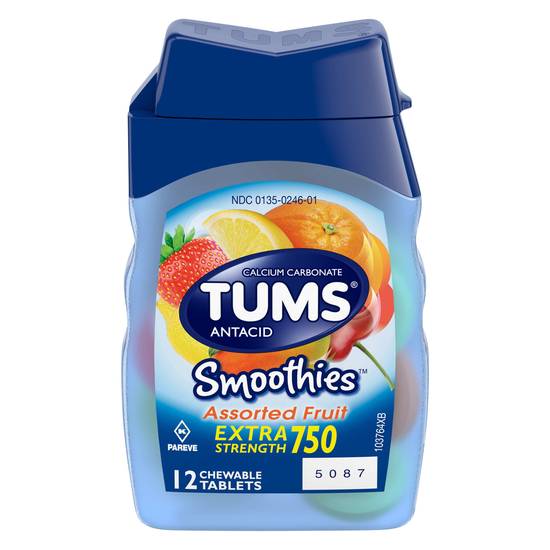 Tums Smoothies Extra Strength 750 Assorted Fruit Antacid Chewable Tablets (12 ct)