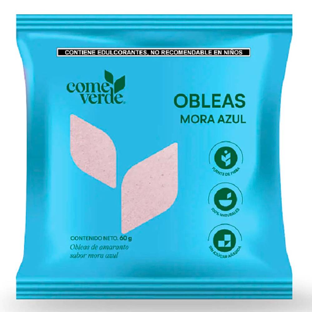 Come Verde · Obleas de amaranto, mora azul (60 g)