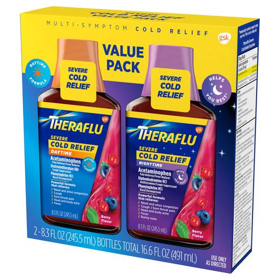 Theraflu Expressmax Daytime/Nighttime Berry Flavor Severe Cold & Cough (2 ct)