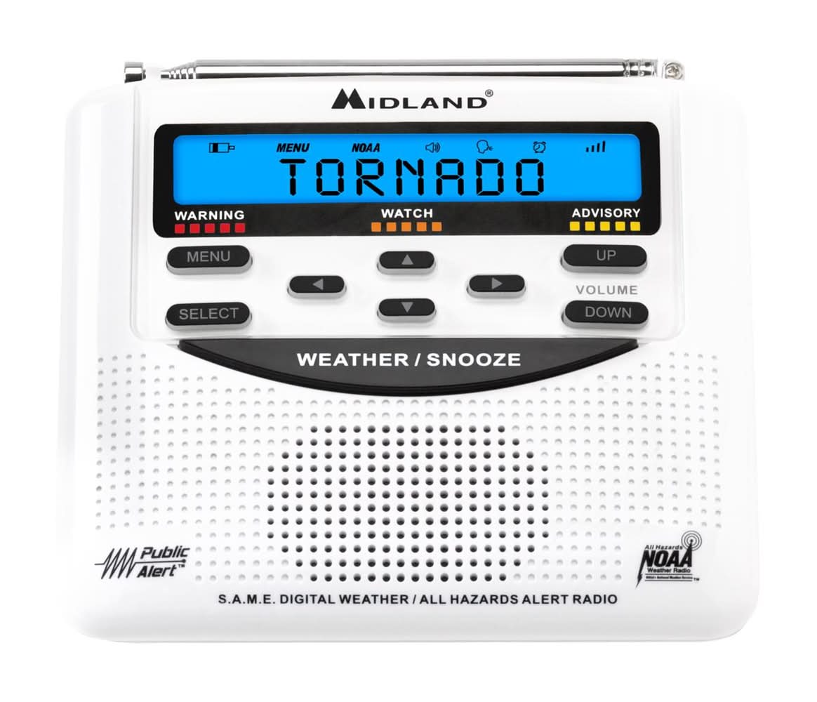 Midland White Noaa Weather Alert Radios Digital Battery Operated