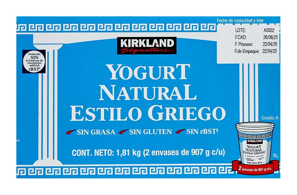 Kirkland Signature · Yogurt griego natural sin grasa (2 x 907 g)