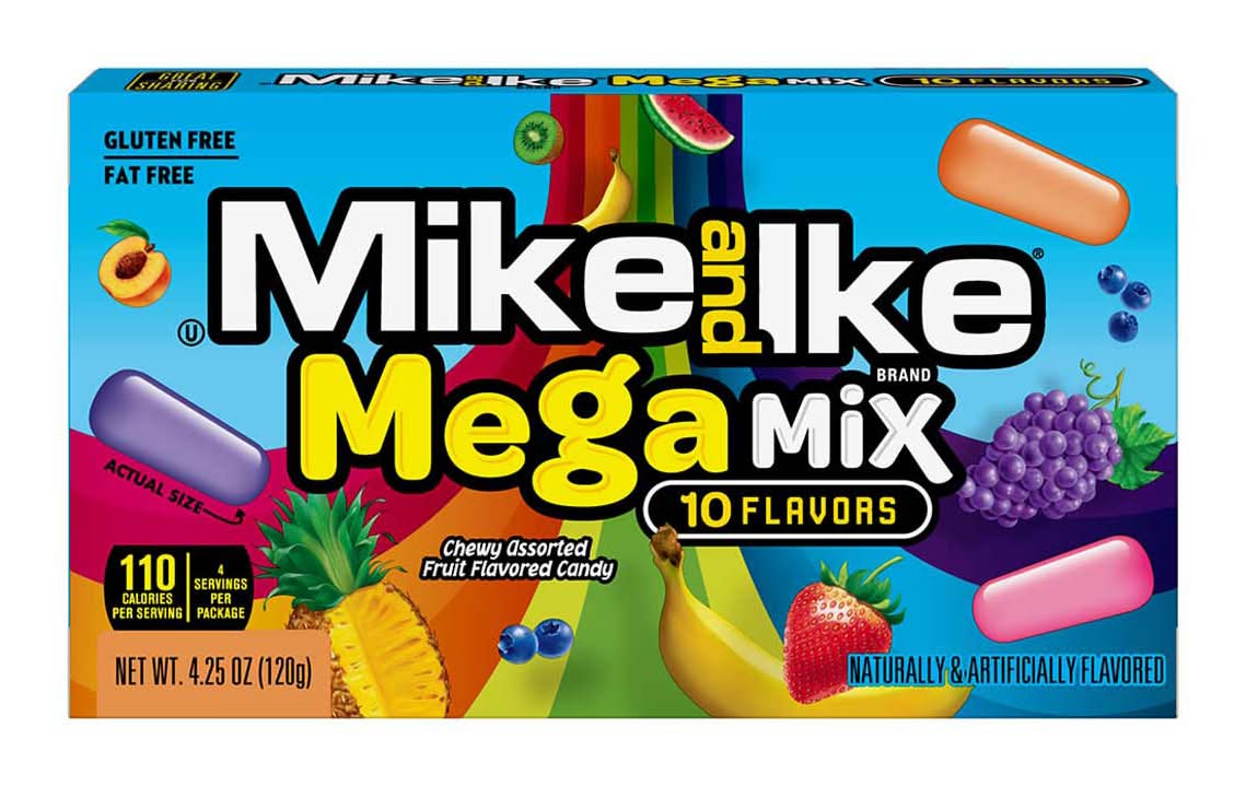 Mike And Ike Mega Mix Chewy Fruit Flavored Candy Theater Box 4.25 Oz