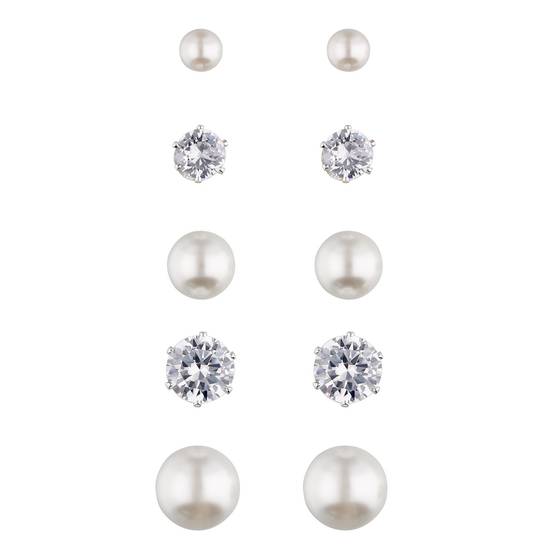 I AM Jewelry Earring-Set, Pearl White Silver, 16CT