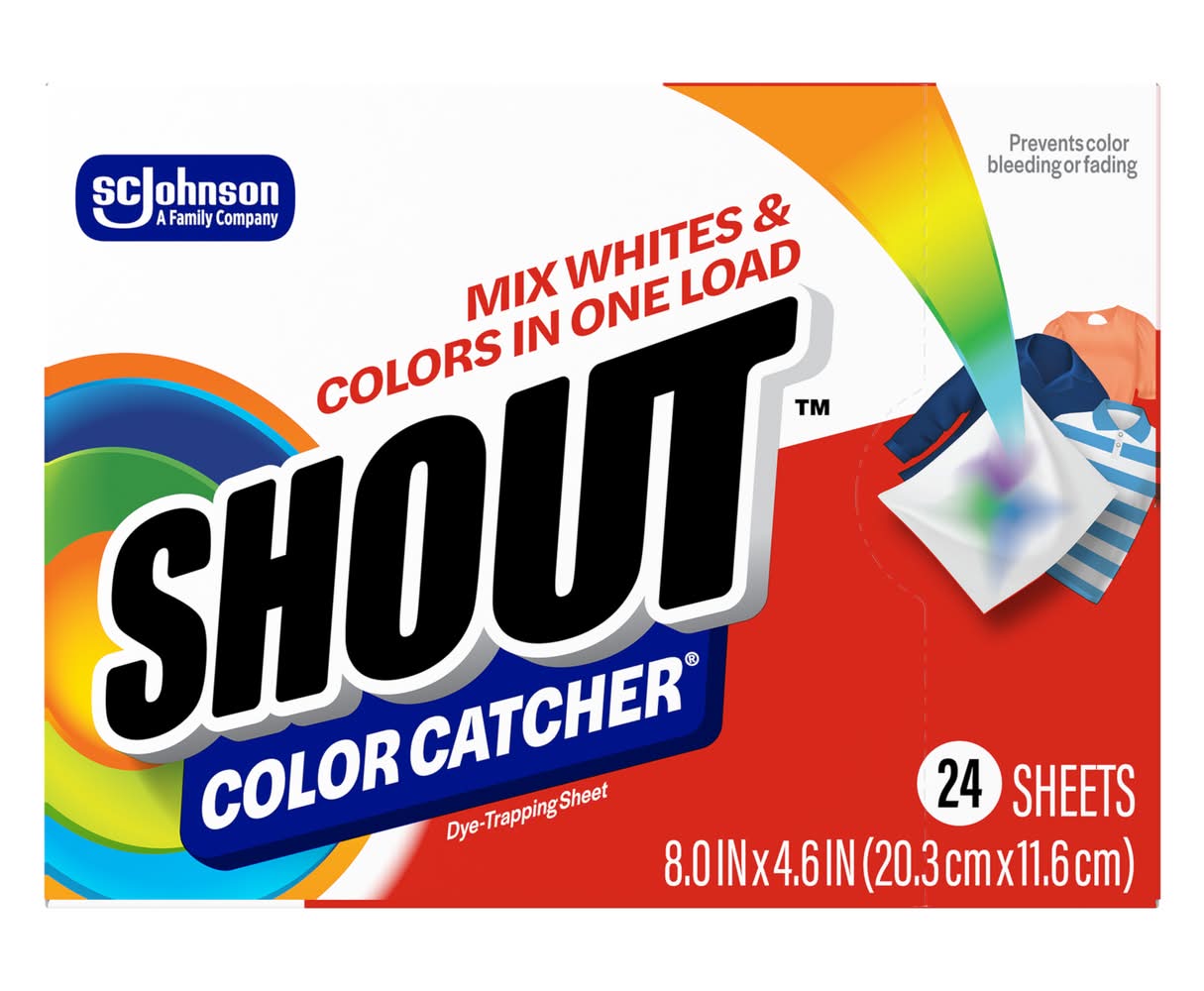 Shout Color Catcher Dye Trapping Sheet, 8x4.6 in (24 ct)