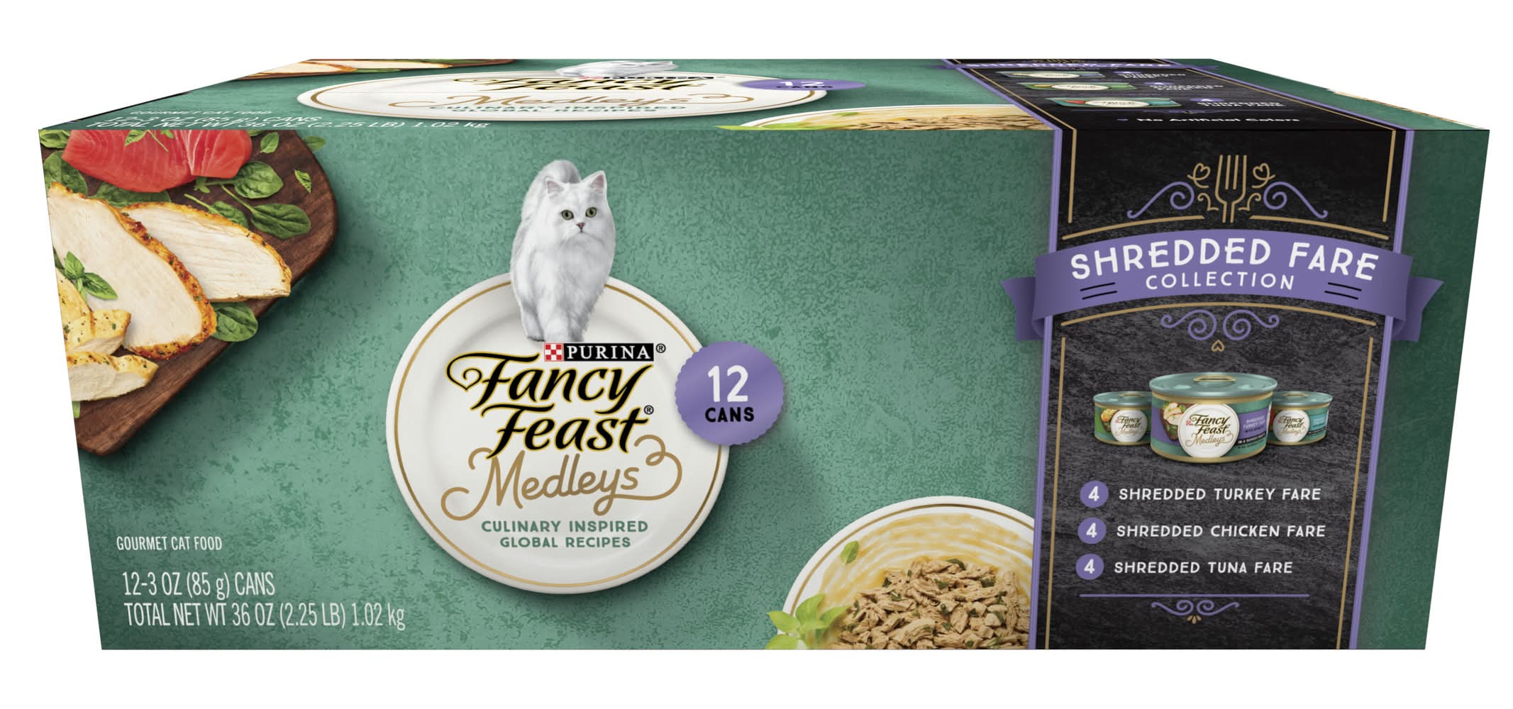 Purina Fancy Feast Medleys Shredded Fare Collection Wet Cat Food Variety pack (12 x 3 oz)
