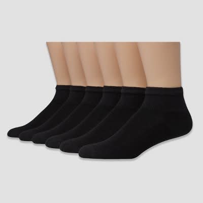 Hanes Premium X-Temp Breathable Ankle Socks, Men, 6-12, Black (6 ct)