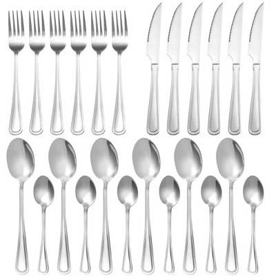 24-Piece Silverware Set, Stainless Steel Flatware Set Service for 6, Tableware Cutlery Set for Home Restaurant Party