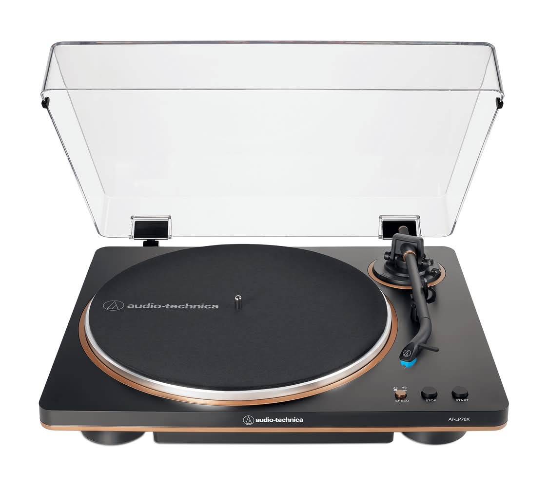 Audio-Technica - AT-LP70X-BZ Fully Automatic Belt-Drive Turntable - Black/bronze