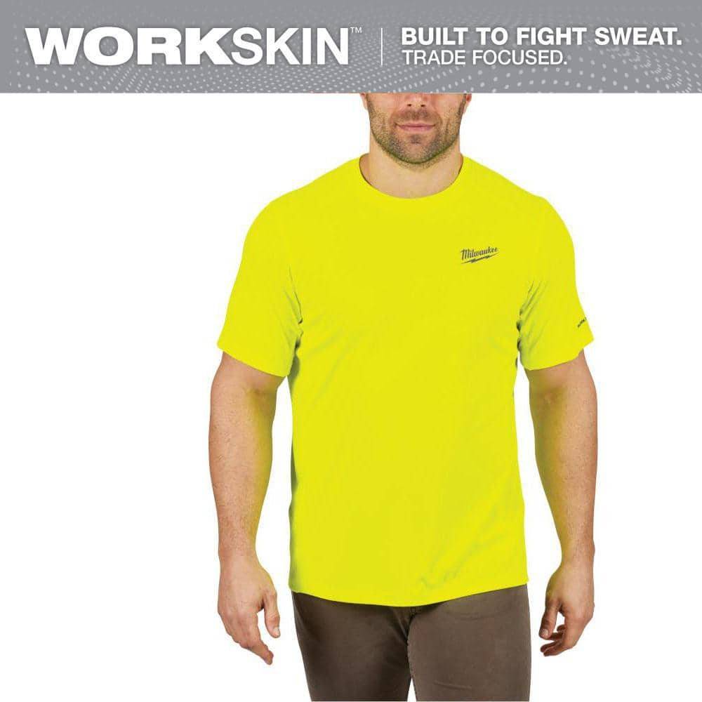 Milwaukee Men'S Large Hi-Vis Gen Ii Workskin Light Weight Performance Short-Sleeve T-Shirt