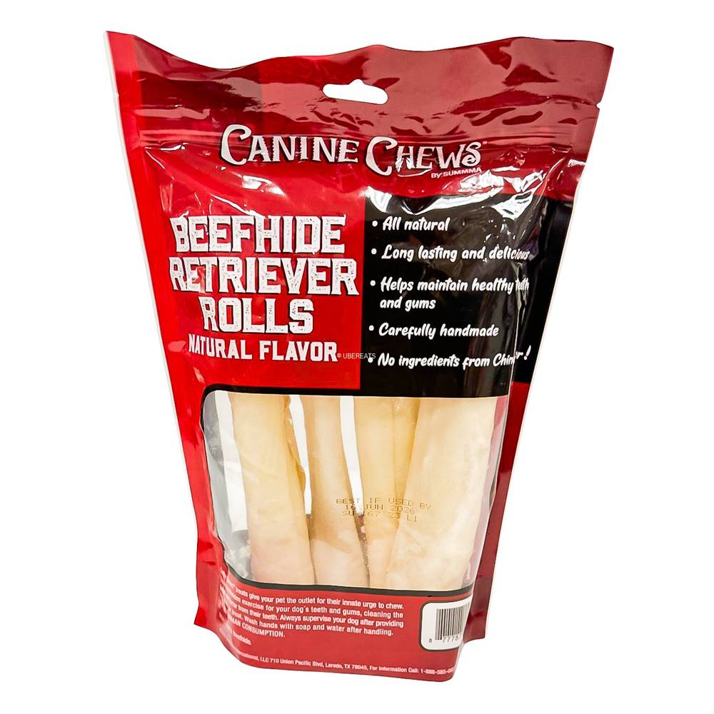 Canine Chews Natural Rolls Beef Rawhide Dog Treats - 4ct