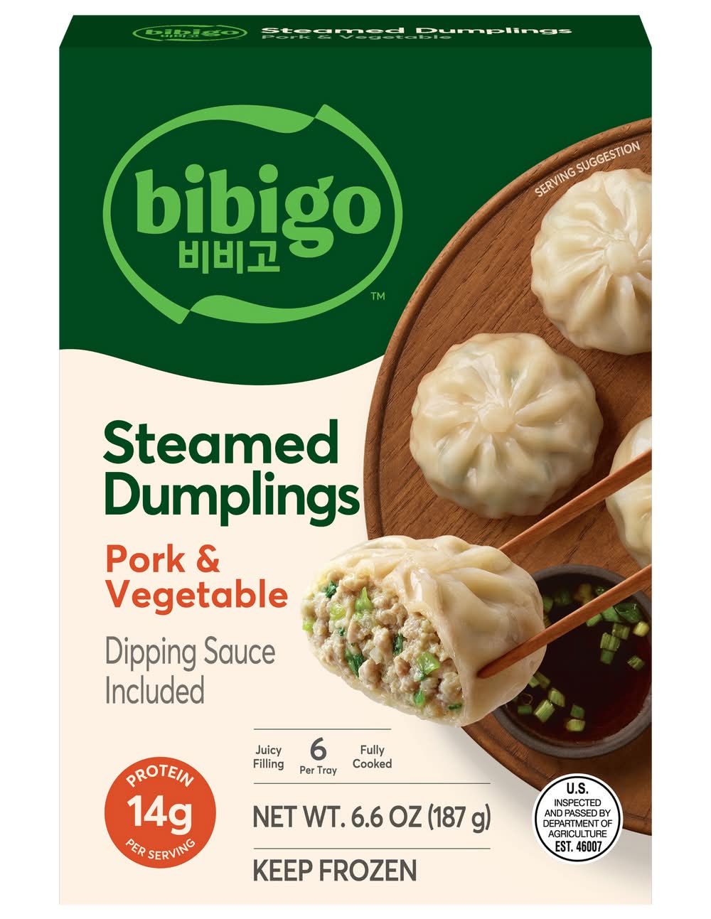 bibigo Steamed Dumplings, Pork & Vegetable (6.6 oz)
