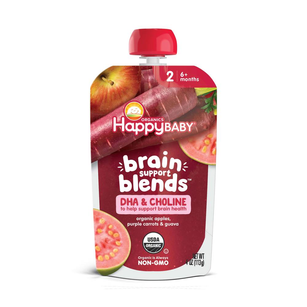 Happy Baby Organics Brain Support Blends Apples Purple Carrots & Guava Stage 2 (6+ months) (4 oz)