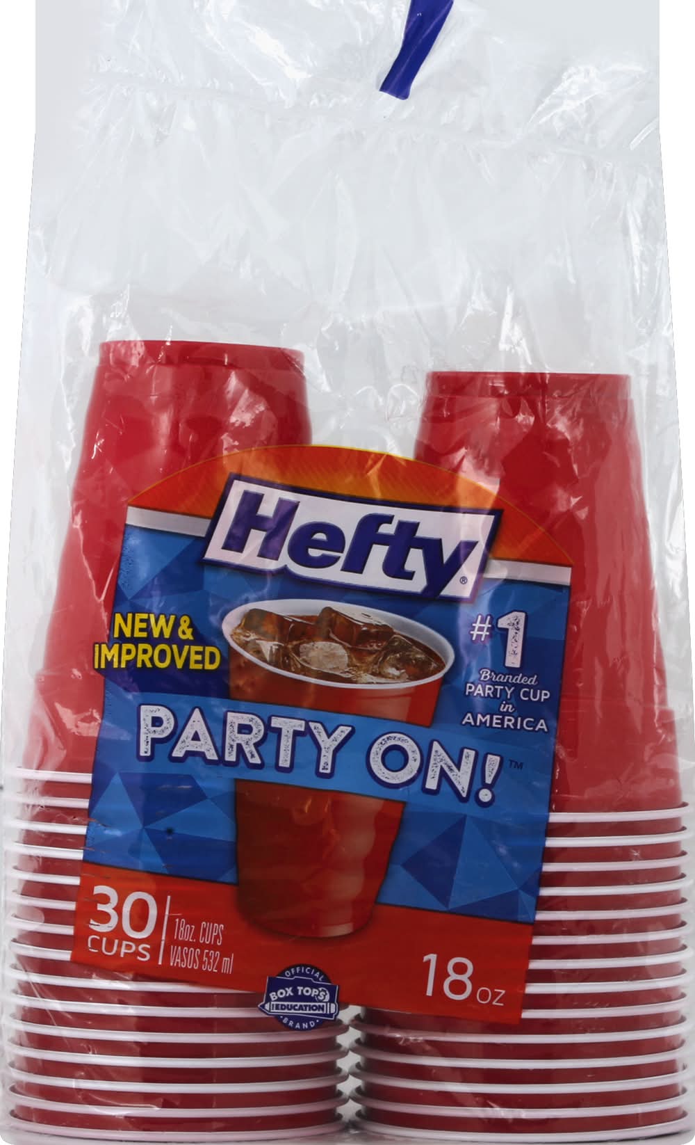 Hefty Party On! Plastic Cups 18 oz, Red (30 ct)