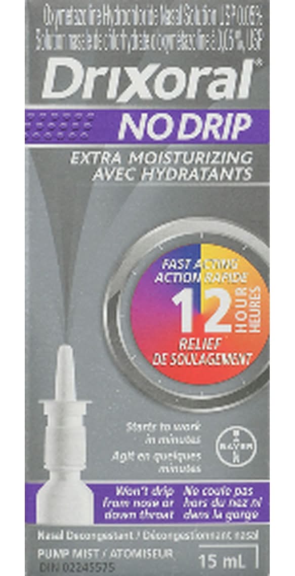 Drixoral No Drip Extra Moisturizing Nasal Decongestant Spray (15 ml)