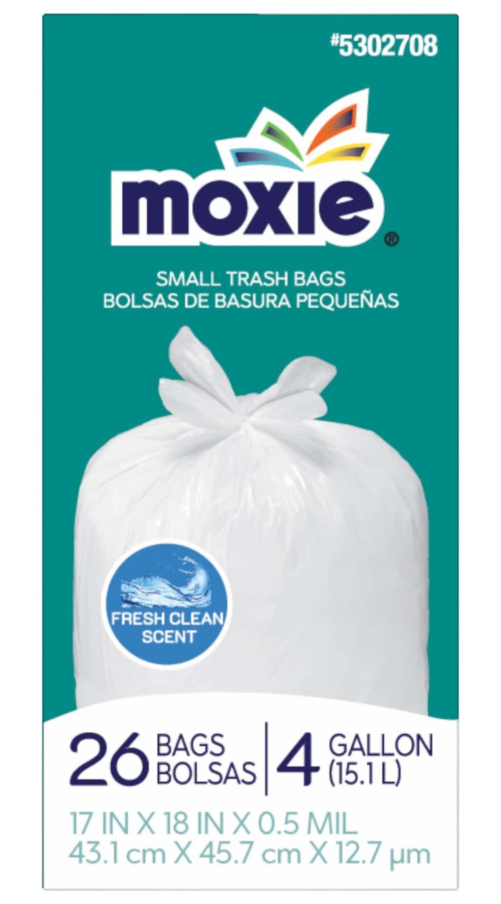 MOXIE 4-Gallon Fresh Clean Scent White Indoor Plastic Wastebasket Flap Tie Trash Bag 26 -Count