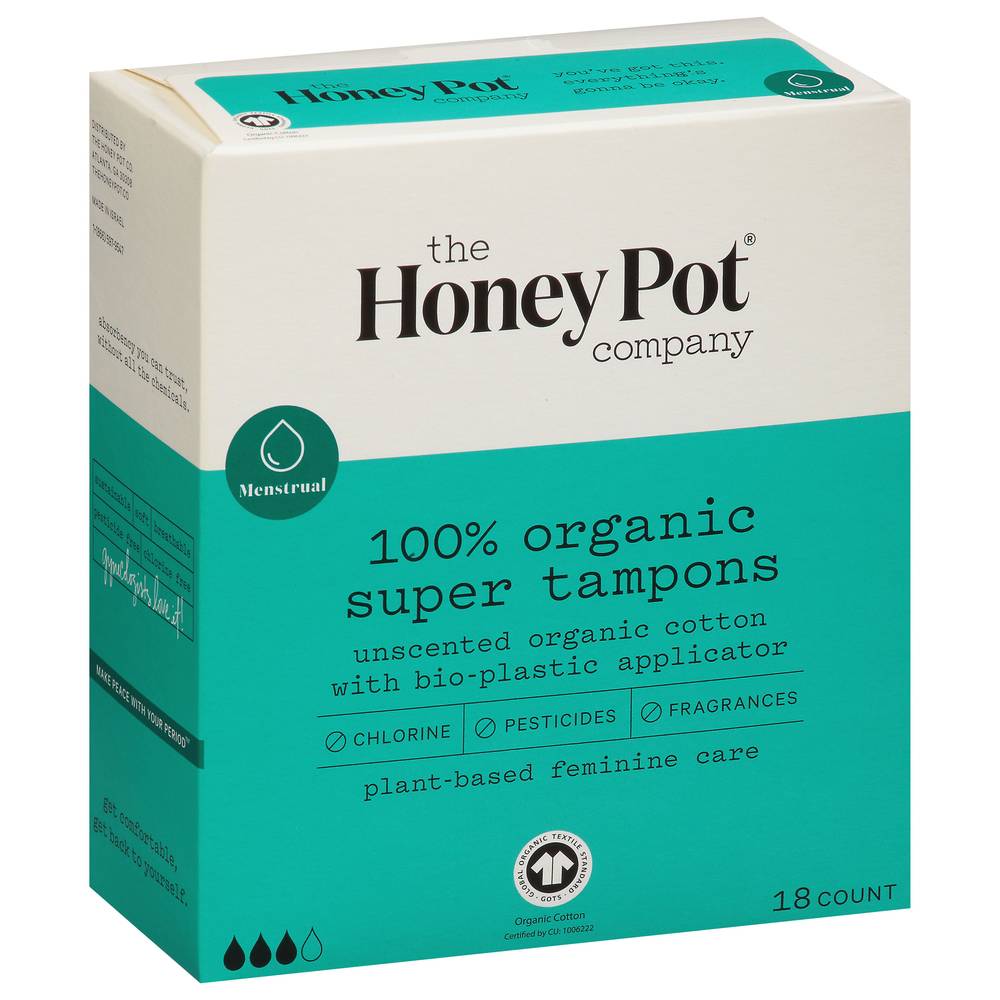 The Honey Pot Organic Super Absorbency Tampons (18 ct)