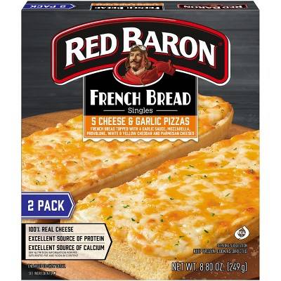 Red Baron Singles French Bread Frozen Pizzas, 5 Cheese-Garlic (2 x 4.4 oz)