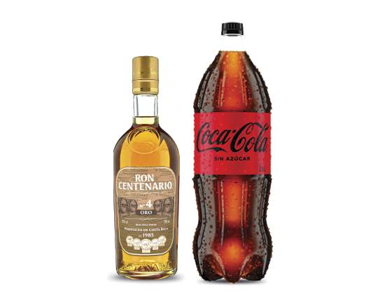 Ron Centenario Oro 750 ml + Coca Cola Sin Azucar 2.5 L