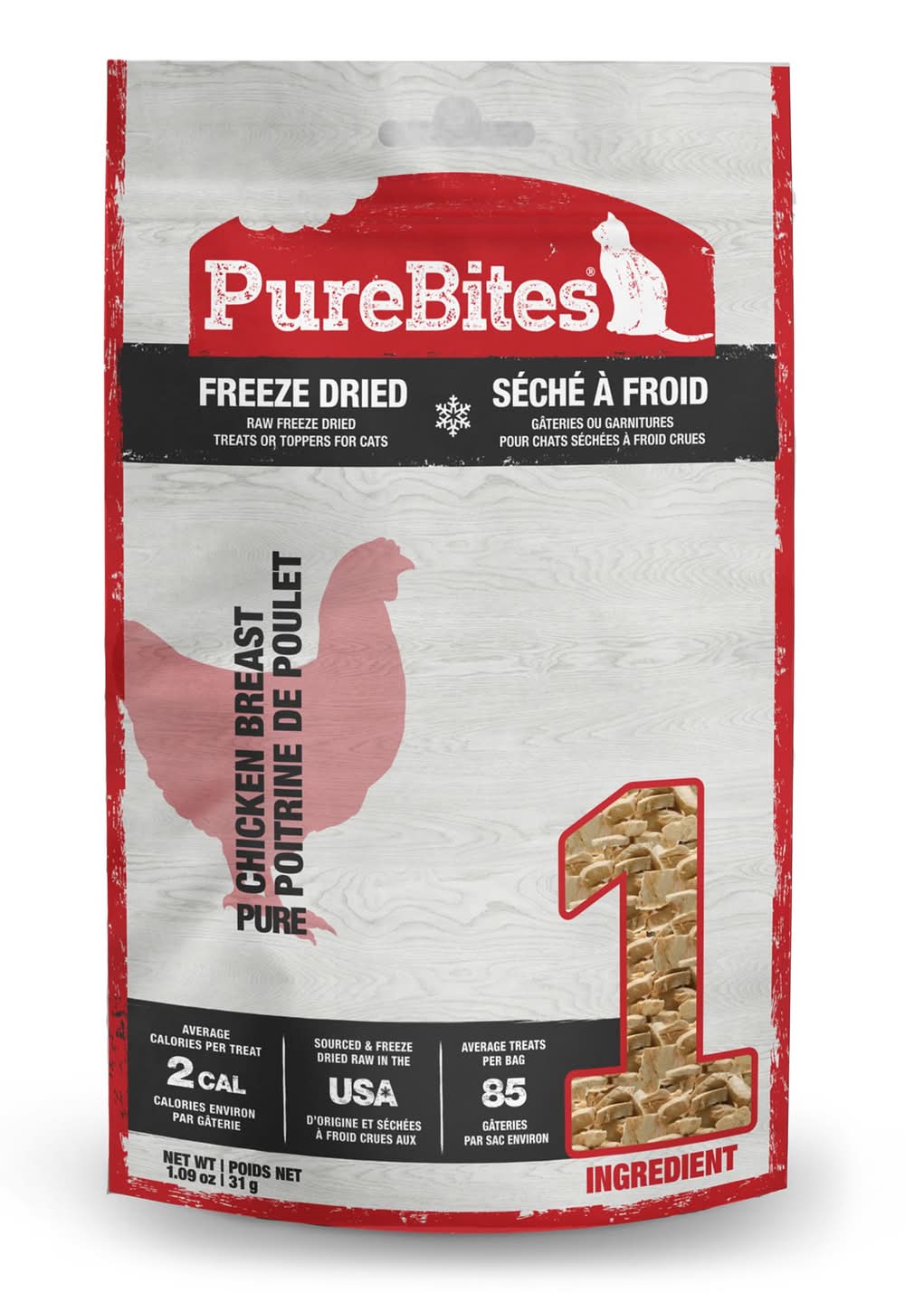 PureBites® Freeze Dried Cat Treat - Natural, Chicken (Flavor: Chicken, Size: 1.1 Oz)
