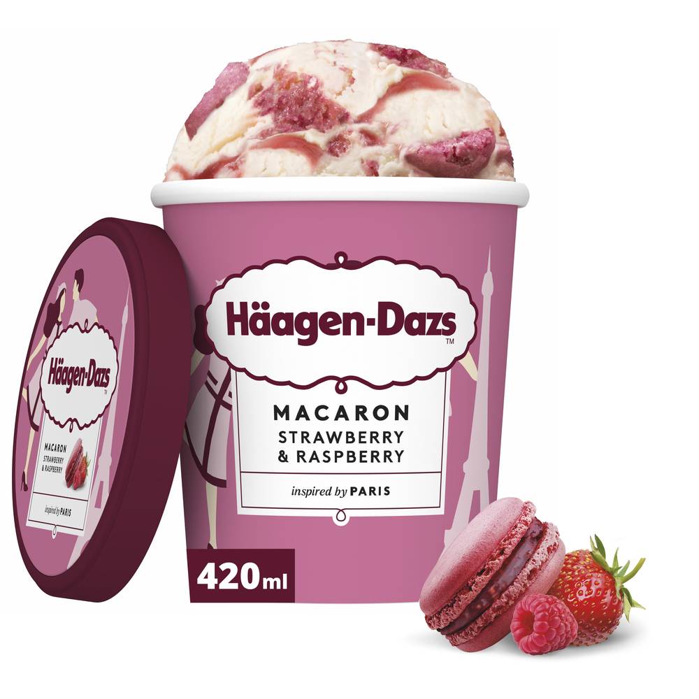 Häagen-Dazs - Glace macaron strawberry et raspberry (364g)