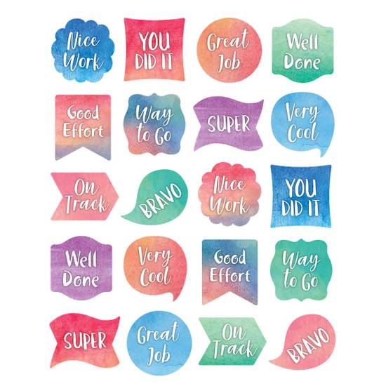 Teacher Created Resources Stickers, 1", Watercolor, Pack Of 120 Stickers