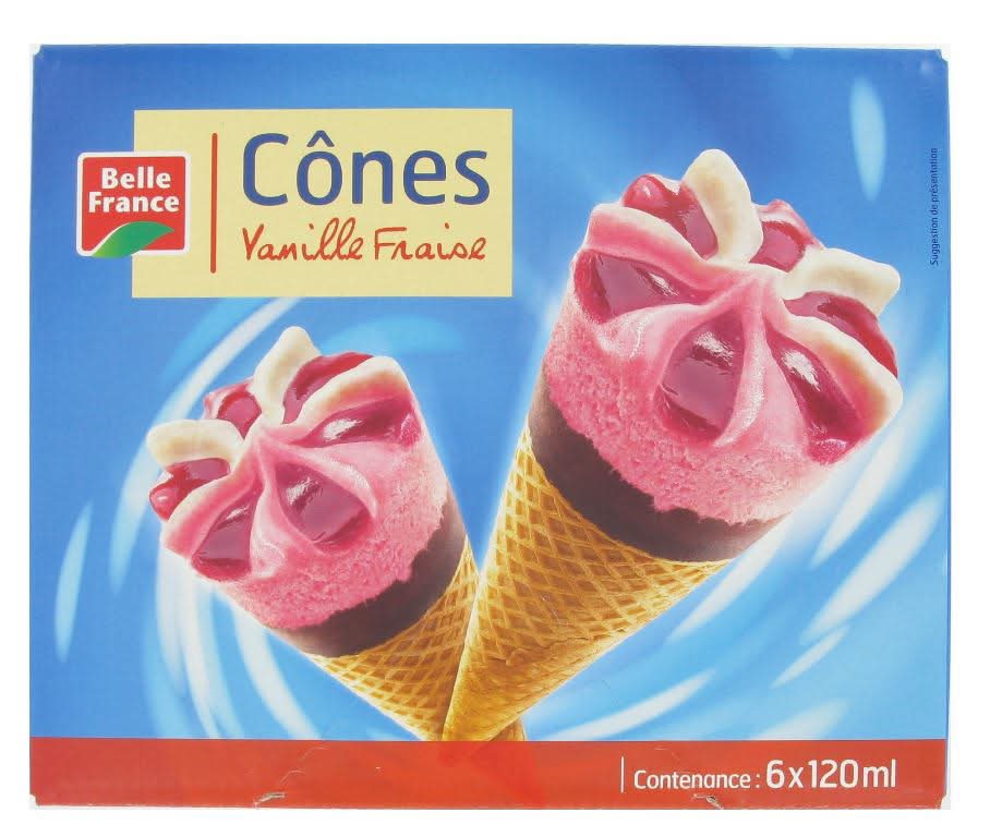 Belle France - Crème glacée cônes, vanille - fraise (6)