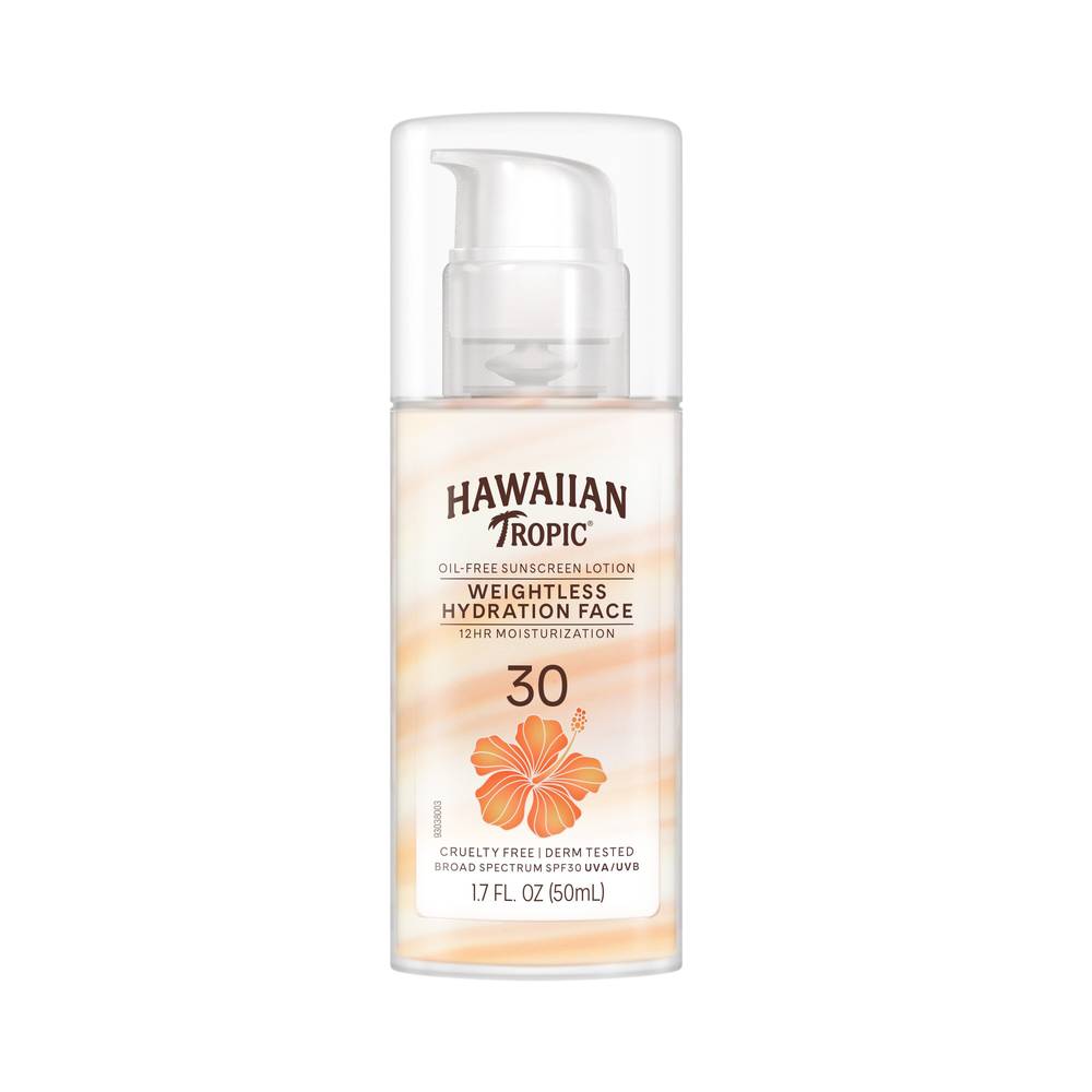 Hawaiian Tropic Silk Hydration Weightless Face Sunscreen Lotion, SPF 30