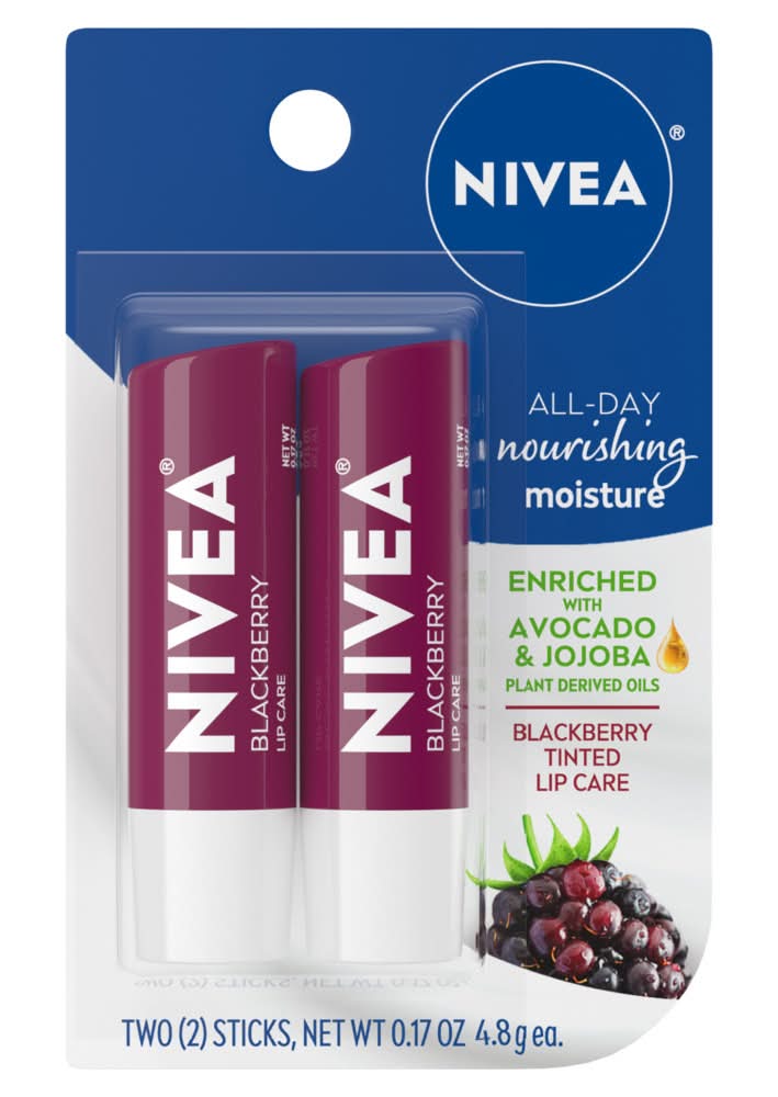NIVEA Lip Care Lip Blam Stick, Blackberry (0.17 oz, 2 ct)
