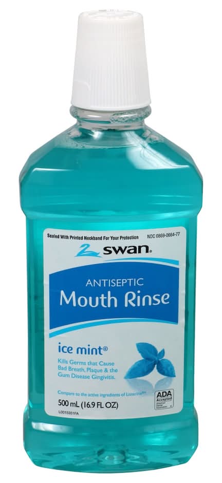 Swan Antiseptic Mouth Rinse, Ice Mint (16.9 fl oz)