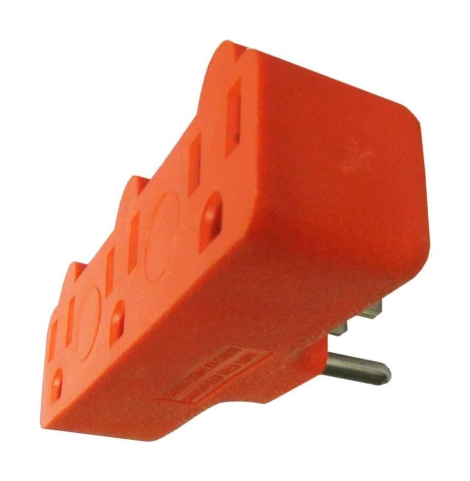 Project Source Adapter 15 -Amp 3-wire grounding Single to triple Orange Basic Standard Adapter