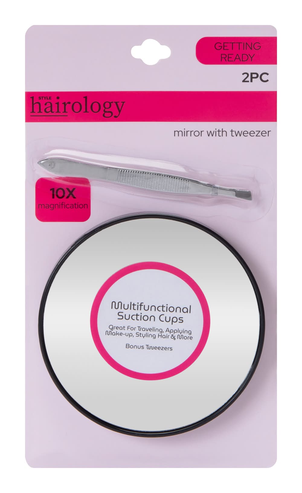 Mirror With Tweezer 2-Pack Black