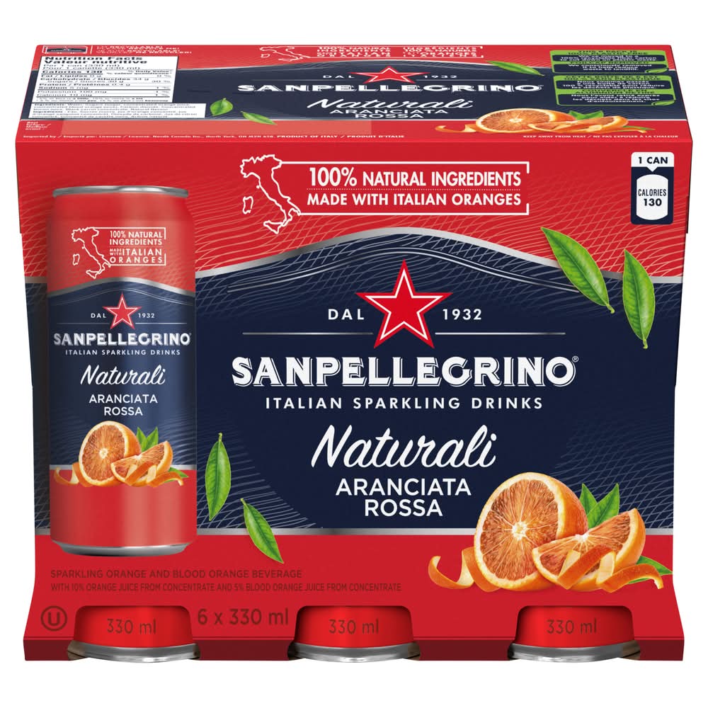 San Pellegrino Naturali Italian Sparkling Drink, Aranciata Rossa (6 x 330 ml)