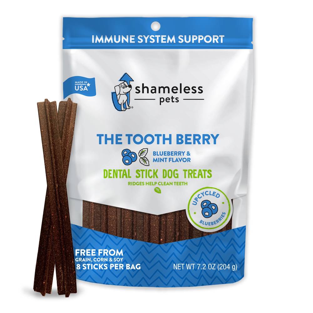 Shameless Pets Dental Sticks, the Tooth Berry (8 ct)