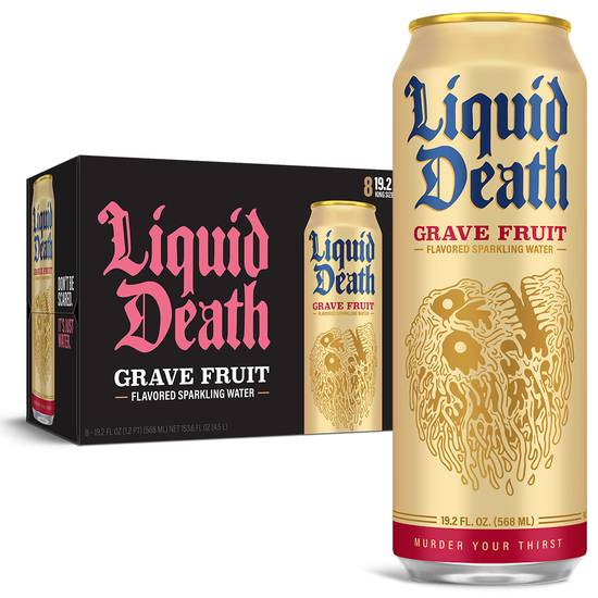 Liquid Death Sparkling Water King Sized (8 pack, 19.2 fl oz) (grave fruit)