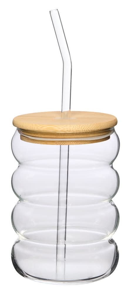 Crofton Wavy Clear Glass Cup with Lid